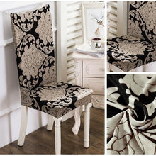 Load image into Gallery viewer, All black flower printed Chair Cover Washable Removable big elastic seat Covers Slipcovers Stretch for banquet hotel arm wedding