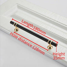 Load image into Gallery viewer, Aluminum Alloy Black Gold Door Handle Wardrobe Kitchen Cabinet Drawer Solid Handle Furniture Handle European Modern Hardware Modern Furniture Cupboard Door Drawer Handles