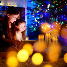 Load image into Gallery viewer, Amber Glass LED Flameless Candles Real Pillar Wax Flickering Moving Wick Effect Gold Halloween Glass Candle Set with Remote Control Cycling Timer Flickering With Remote Battery Operated For Wedding Festival Decorations Gift