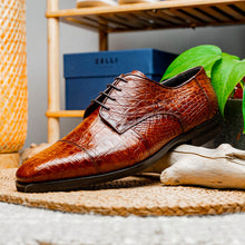 Load image into Gallery viewer, 21-532-CGM ANDREA Crocodile Lace Up, Cognac