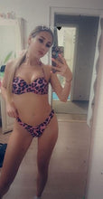 Load image into Gallery viewer, Animal Print Leopard Bikini Push Up Swimsuit Women Bikini Set Bathing Suit Bandeau Beach Wear Swimwear Women Casual Leopard Printed Triangle High Waist Two Piece Bikini Sets