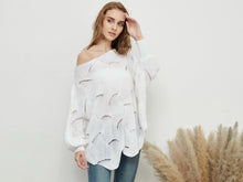 Load image into Gallery viewer, Loose Batwing Sleeve Hollow Out Knit Sweater Top