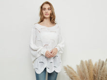 Load image into Gallery viewer, Loose Batwing Sleeve Hollow Out Knit Sweater Top