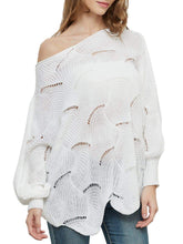 Load image into Gallery viewer, Loose Batwing Sleeve Hollow Out Knit Sweater Top