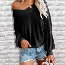 Load image into Gallery viewer, Asymmetric Neck One Shoulder Sweater