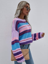 Load image into Gallery viewer, Striped Knitted Long Sleeve Sweater