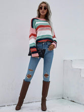 Load image into Gallery viewer, Striped Knitted Long Sleeve Sweater