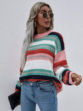 Load image into Gallery viewer, Striped Knitted Long Sleeve Sweater