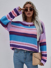 Load image into Gallery viewer, Striped Knitted Long Sleeve Sweater