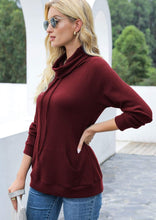Load image into Gallery viewer, Waffle Knit Cowl Neck Pullover