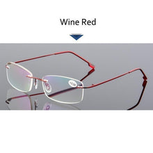 Load image into Gallery viewer, Anti-Blue Light Reading Glasses Ultralight Style Memory Titanium Rimless Reading Glasses For Men & Women Presbyopic Eyeglasses For Everyday Use New Attractive Style