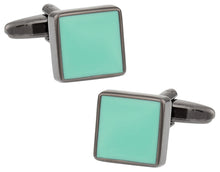 Load image into Gallery viewer, Aquamarine Gunmetal Cufflinks
