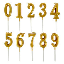 Load image into Gallery viewer, Arabic Number 0-9 Wax Candles Number Candles Cake Numeral Candles Number 0-9 Glitter Cake Topper Decoration For Birthday Wedding Reunion Theme Part Digital Cake Topper Kids Children Party Happy Birthday Ornament Cakes Top Decoration Accessories