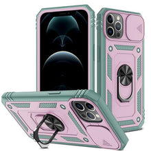 Load image into Gallery viewer, Armor Shockproof Phone Case For iPhone 13 12 11 Pro Max X XR XS Max 11 13 Pro Magnetic Ring Stand Holder Back Cover Slide Camera Cover & Kickstand Built-in 360° Rotate Ring Stand Magnetic Cover Case