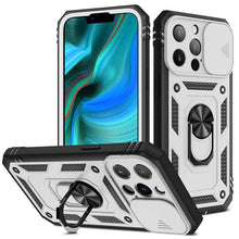 Load image into Gallery viewer, Armor Shockproof Phone Case For iPhone 13 12 11 Pro Max X XR XS Max 11 13 Pro Magnetic Ring Stand Holder Back Cover Slide Camera Cover & Kickstand Built-in 360° Rotate Ring Stand Magnetic Cover Case