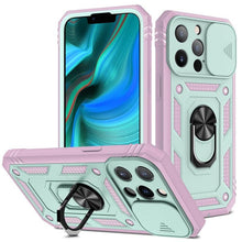 Load image into Gallery viewer, Armor Shockproof Phone Case For iPhone 13 12 11 Pro Max X XR XS Max 11 13 Pro Magnetic Ring Stand Holder Back Cover Slide Camera Cover & Kickstand Built-in 360° Rotate Ring Stand Magnetic Cover Case