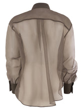 Load image into Gallery viewer, Brunello Cucinelli Women Crispy Silk Shirt With Flora Appliqué
