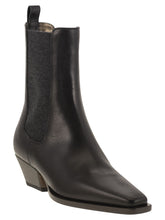 Load image into Gallery viewer, Brunello Cucinelli Women Classic Leather Chelsea Boot With Precious Block Heels