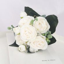 Load image into Gallery viewer, Artificial Flowers 1 Bouquet 9 heads Peony Tea Rose Autumn Silk Fake Flowers For Living Room Home Garden Wedding Decoration Artificial Silk Fake Flowers Rose Floral Decor Bouquet