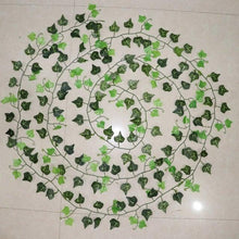 Load image into Gallery viewer, Artificial Ivy Leaf Garland Fake Leaves Hanging Vines For Home Decor Creeper Green Ivy Artificial Ivy Garland Greenery Hanging Plant Vine for Wedding Wall Party Room Astethic Stuff Decor 100pcs Leaf 1 piece 2.4M