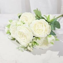 Load image into Gallery viewer, Artificial Rose Flowers Bouquet Pink And White Silk Peony Rose For Home Bridal Wedding Party Festival Decor