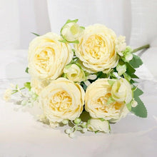 Load image into Gallery viewer, Artificial Rose Flowers Bouquet Pink And White Silk Peony Rose For Home Bridal Wedding Party Festival Decor