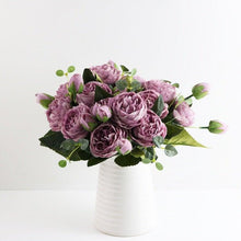 Load image into Gallery viewer, Artificial Roses Flowers Bundle Of Beautiful Silk Peony Bouquet For Home Wedding Party Scrapbook Decoration Accessories Artificial Rose Flowers Bouquet Silk Flowers Rose for Home Bridal Wedding Party Festival Decor