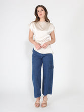 Load image into Gallery viewer, Asymmetrical side pleats short sleeve top