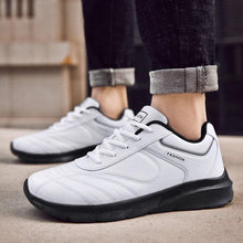 Load image into Gallery viewer, Autumn Mens Fashion White Sneakers Light Sport Shoes Black Leather Running Spring Winter Warm Soft Shoes Athletic Road Running Casual Lace Up Comfort Sports Fashion Sneakers