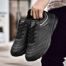 Load image into Gallery viewer, Autumn Mens Fashion White Sneakers Light Sport Shoes Black Leather Running Spring Winter Warm Soft Shoes Athletic Road Running Casual Lace Up Comfort Sports Fashion Sneakers