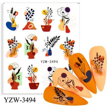Load image into Gallery viewer, Avocado Fruit Transfer Nail Stickers Charms Winter Water Sticker For Nails Sliders Character Image Tattoo Decal Decoration Cute Summer Nail Art Stickers Summer Fruit Stickers on Nails Unicorn Banana Cherry Avocado Dog Strawberry Nail Art Decals