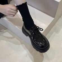 Load image into Gallery viewer, Women’s British Style Chunky Sole Leather Shoes – Trendy Loafers with Elevated Heel