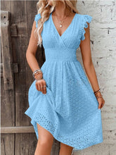 Load image into Gallery viewer, Waisted V-Neck Lace Midi Dress