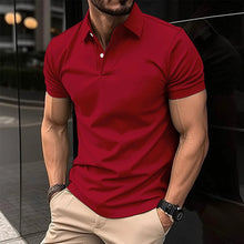 Load image into Gallery viewer, Summer Short Sleeve Polo Shirt Men Solid Color Button Lapel Button Top