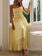 Load image into Gallery viewer, Vintage Ruffled Hem Midi Dress With Tied And Ruched Detail Elegant Feminine Girls Dress