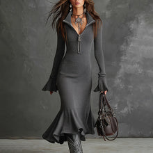 Load image into Gallery viewer, Women's Half Zip Bodycon Dress