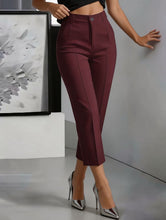 Load image into Gallery viewer, Women's High-Waisted Straight-Leg Pants – Drapey Cropped Fit
