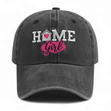 Load image into Gallery viewer, Vintage Washed Baseball Cap – "HOME Girl" Embroidered Distressed Trucker Hat