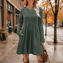Load image into Gallery viewer, Women's Solid Color Long Sleeve Knit Dress