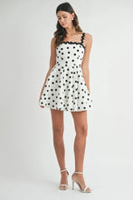 Load image into Gallery viewer, Polka Dot Mini Dress with Ricrac Trim Strap – Fun Polka Dot Pattern, Fluttering, Unique Ricrac Trim Strap, Playful and Stylish Mini Dress, Versatile Summer Dress