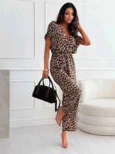 Load image into Gallery viewer, Leopard Print Short Sleeve : Wide Leg Jumpsuit