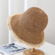 Load image into Gallery viewer, Women's Wide-Brim Fringed Woven Straw Hat | Beach & Vacation Sun Hat