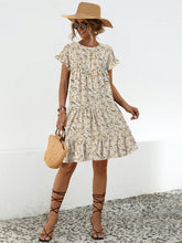 Load image into Gallery viewer, Floral Round Neck Short Sleeve Dress Elegant & Effortless Everyday Style Women Dress