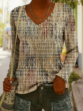 Load image into Gallery viewer, Women's Ethnic Print V-Neck Long-Sleeve Pullover Top