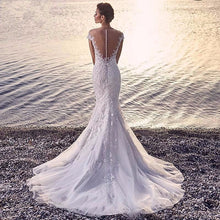 Load image into Gallery viewer, Princess Bride Mermaid Wedding Dress - White Trailing Backless Lace Gown