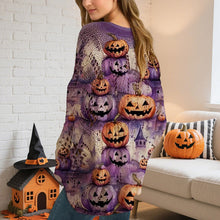 Load image into Gallery viewer, Women’s Hollow Out Batwing Top – Halloween Pumpkin Print Blouse