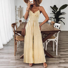Load image into Gallery viewer, Printed Backless Sleeveless Strap Jumpsuit | Ginger Yellow