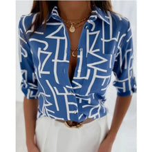 Load image into Gallery viewer, Women’s Printed Long-Sleeve Lapel Shirt | Casual Elegant Blouse