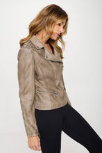 Load image into Gallery viewer, Coalition LA Studded Classic Moto Faux Leather Jacket for Women Edgy and Stylish Outerwear