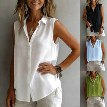 Load image into Gallery viewer, Women's Solid Color Lapel Sleeveless Top